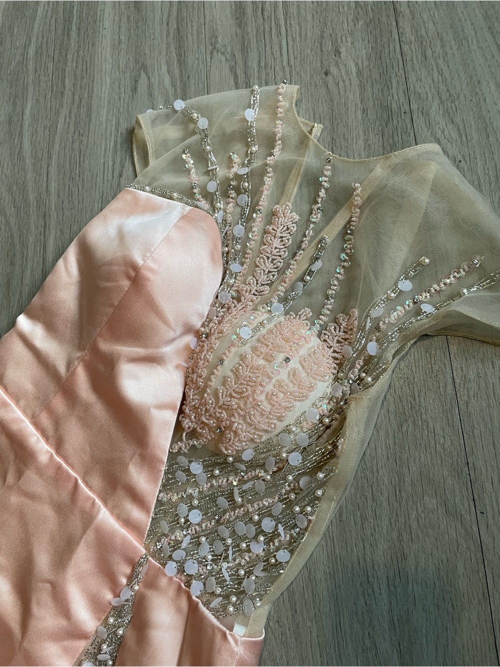Blush Pink Embellished Evening Gown - Picture 2 of 3
